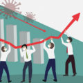 Illustration of people lifting arrow to show recovery